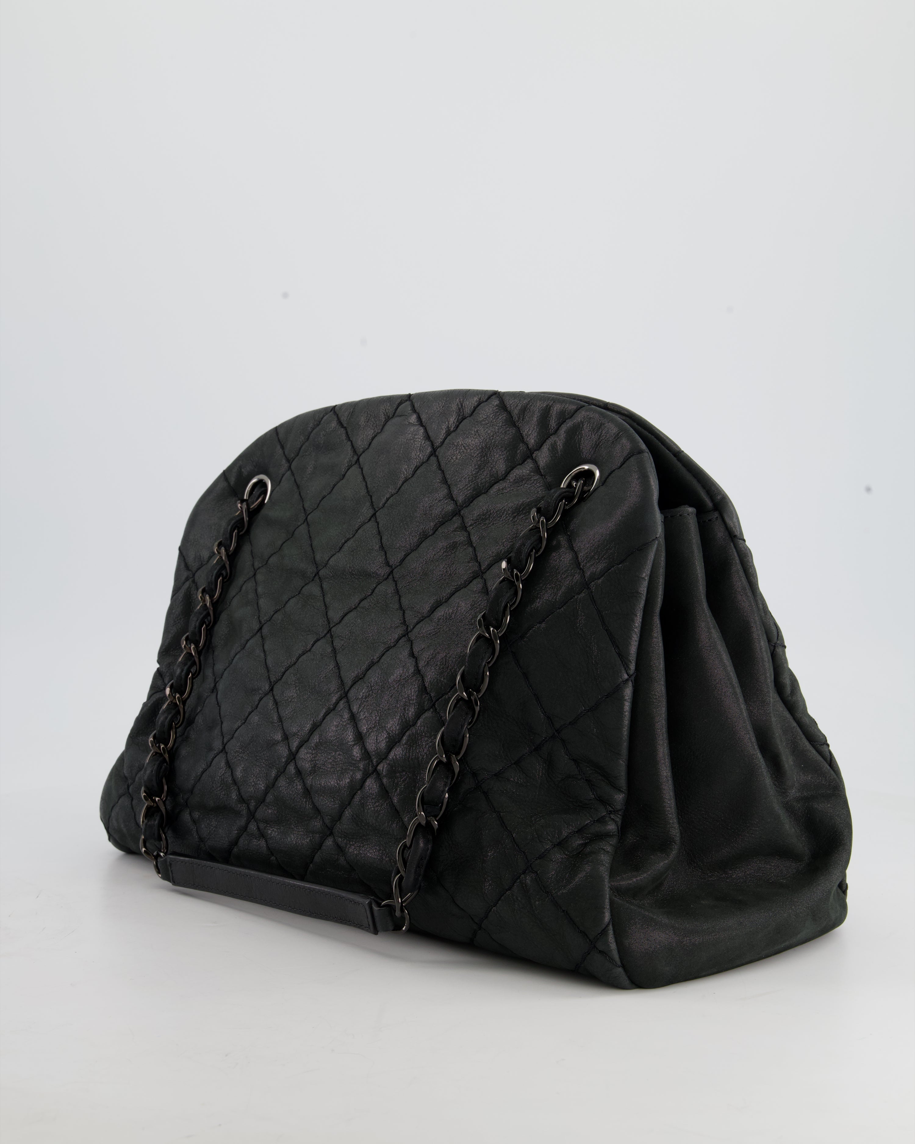 Chanel Charcoal Shimmer Quilted Lambskin CC Shoulder Bag with So Black Hardware