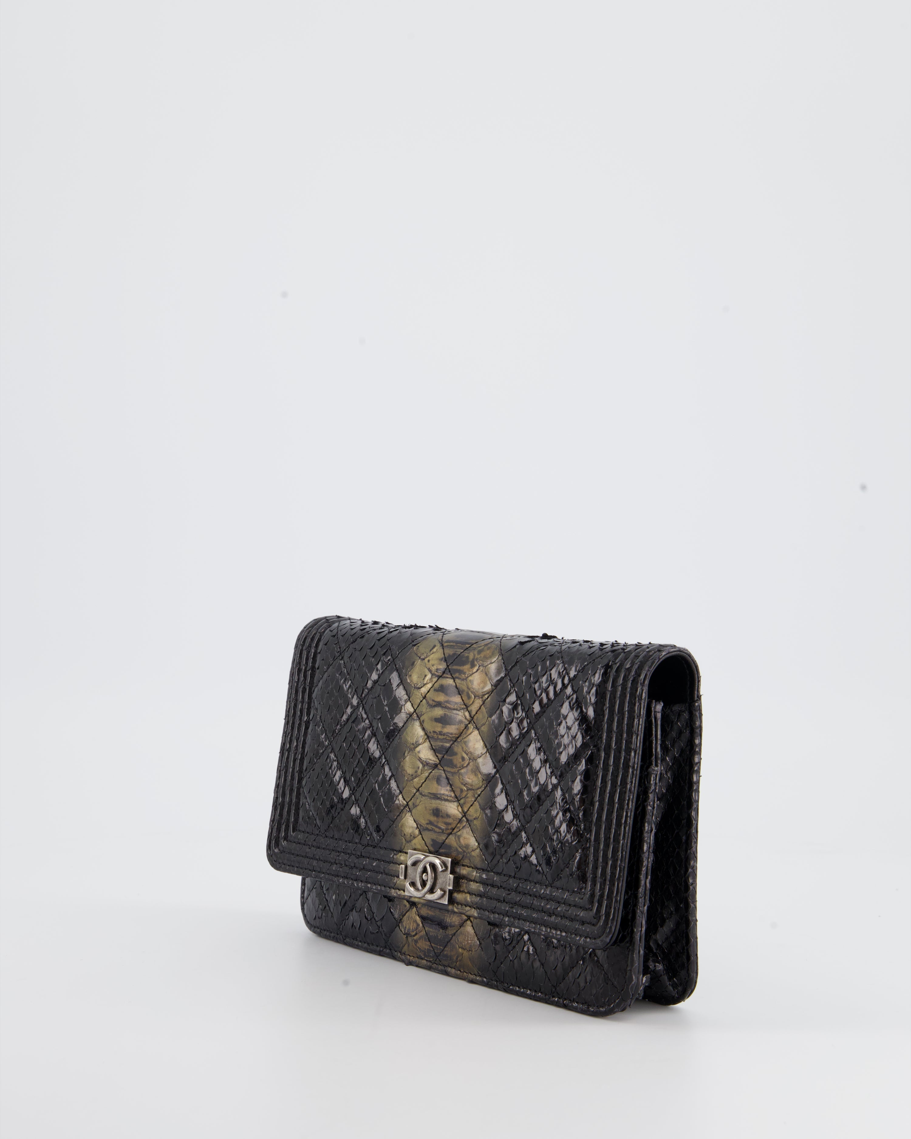 Chanel Black and Gold Wallet on Chain Bag in Python with Ruthenium Hardware