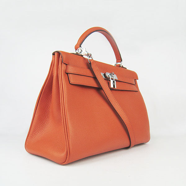 Hermes Kelly 35cm Togo Leather Handbag Orange/Silver