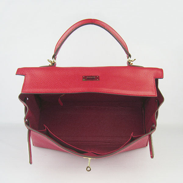 Hermes Kelly 35cm Togo Leather Handbag Red/Golden