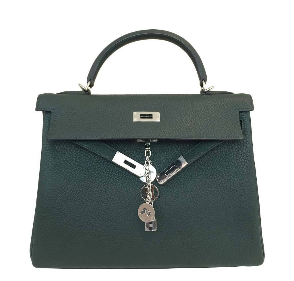 Hermès Kelly 32 Green Bag PHW
