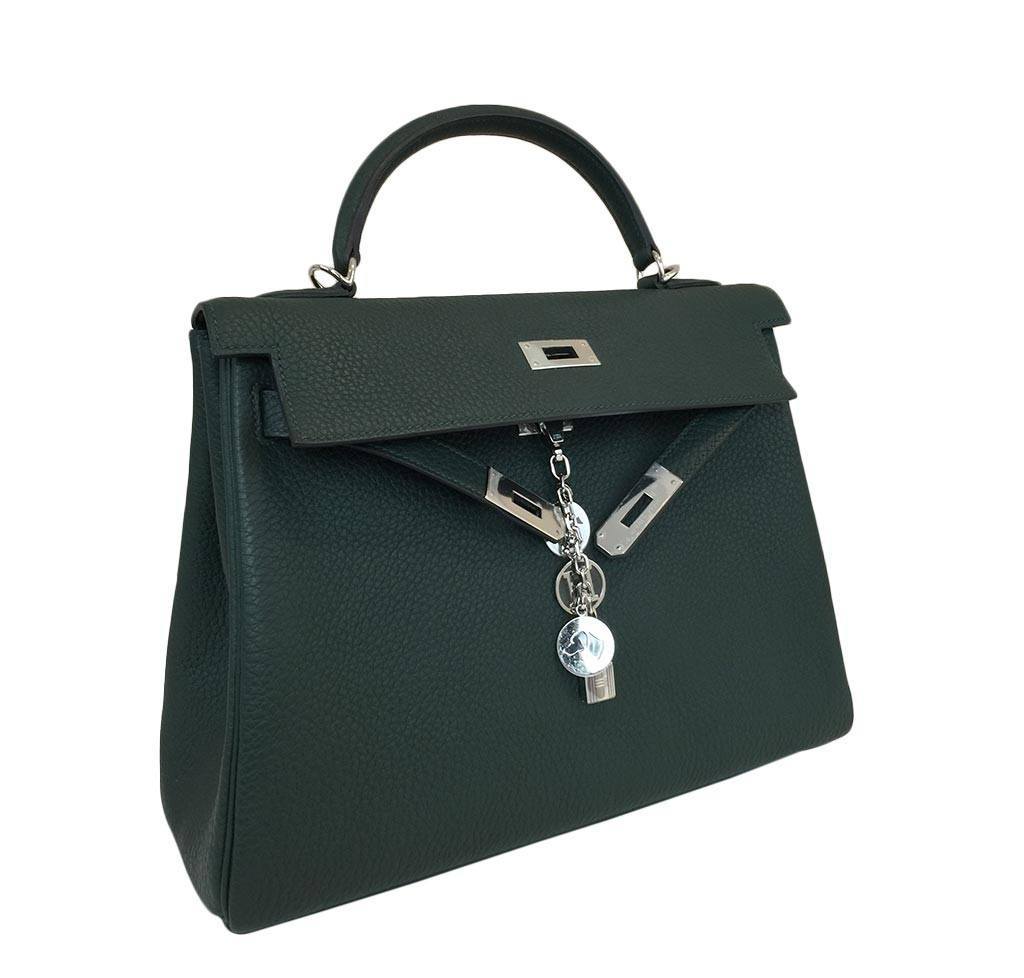 Hermès Kelly 32 Green Bag PHW