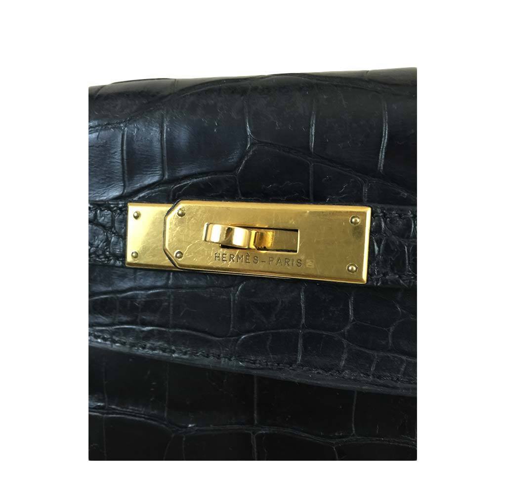 Hermès Black Crocodile Kelly 32cm Bag