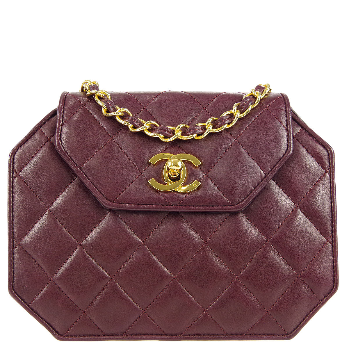 Chanel * 1989-1991 Octagon Flap Bag Mini Bordeaux Lambskin