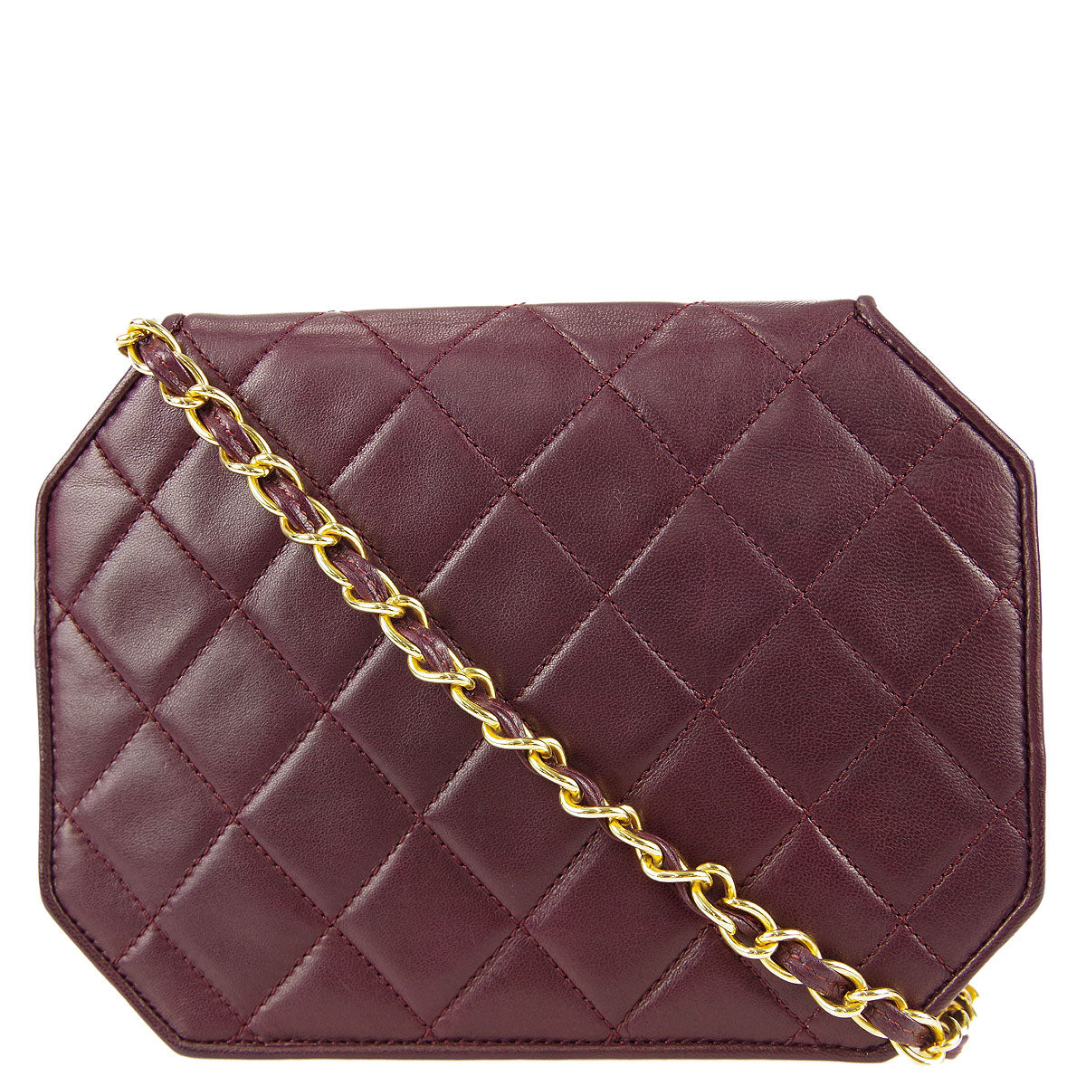 Chanel * 1989-1991 Octagon Flap Bag Mini Bordeaux Lambskin