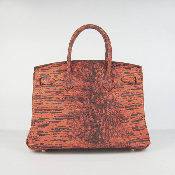 Hermes Birkin 30cm Lizard Pattern Handbag 6088 Orange/Golden