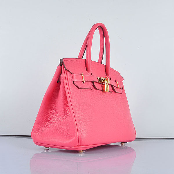 Hermes Birkin 30cm Togo Leather Handbags Lip Pink Golden