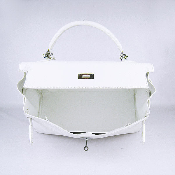 Hermes Kelly 35cm Togo Leather Handbag White/Silver