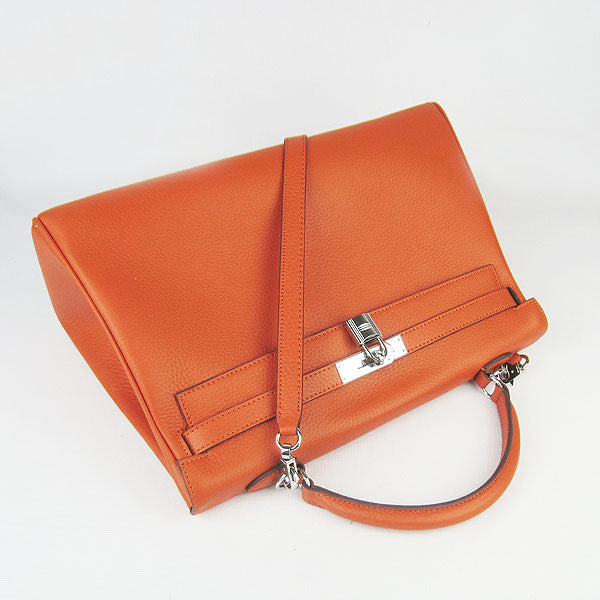 Hermes Kelly 35cm Togo Leather Handbag Orange/Silver