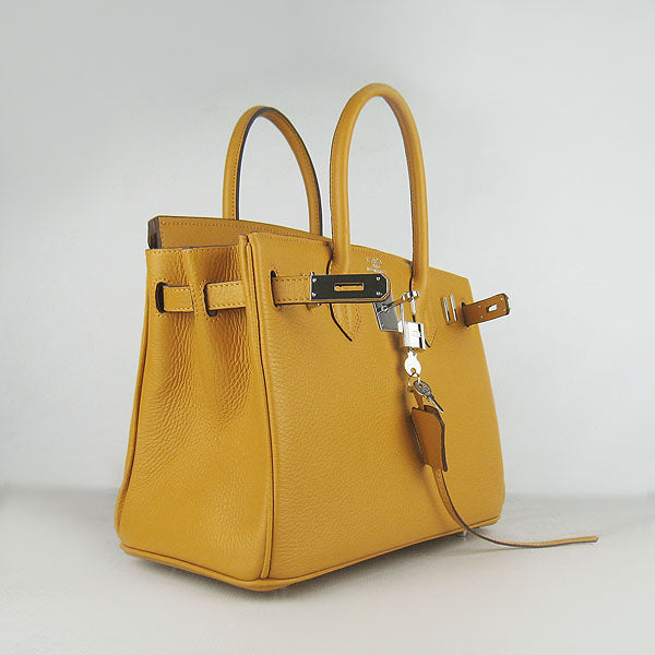Hermes Birkin 30cm Togo Leather Handbags Yellow Silver