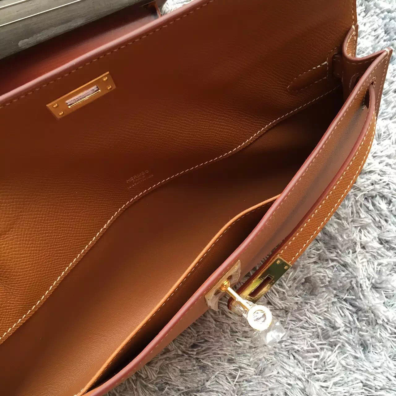 Hermes Brown Handcrafted Kelly Cut Clutch
