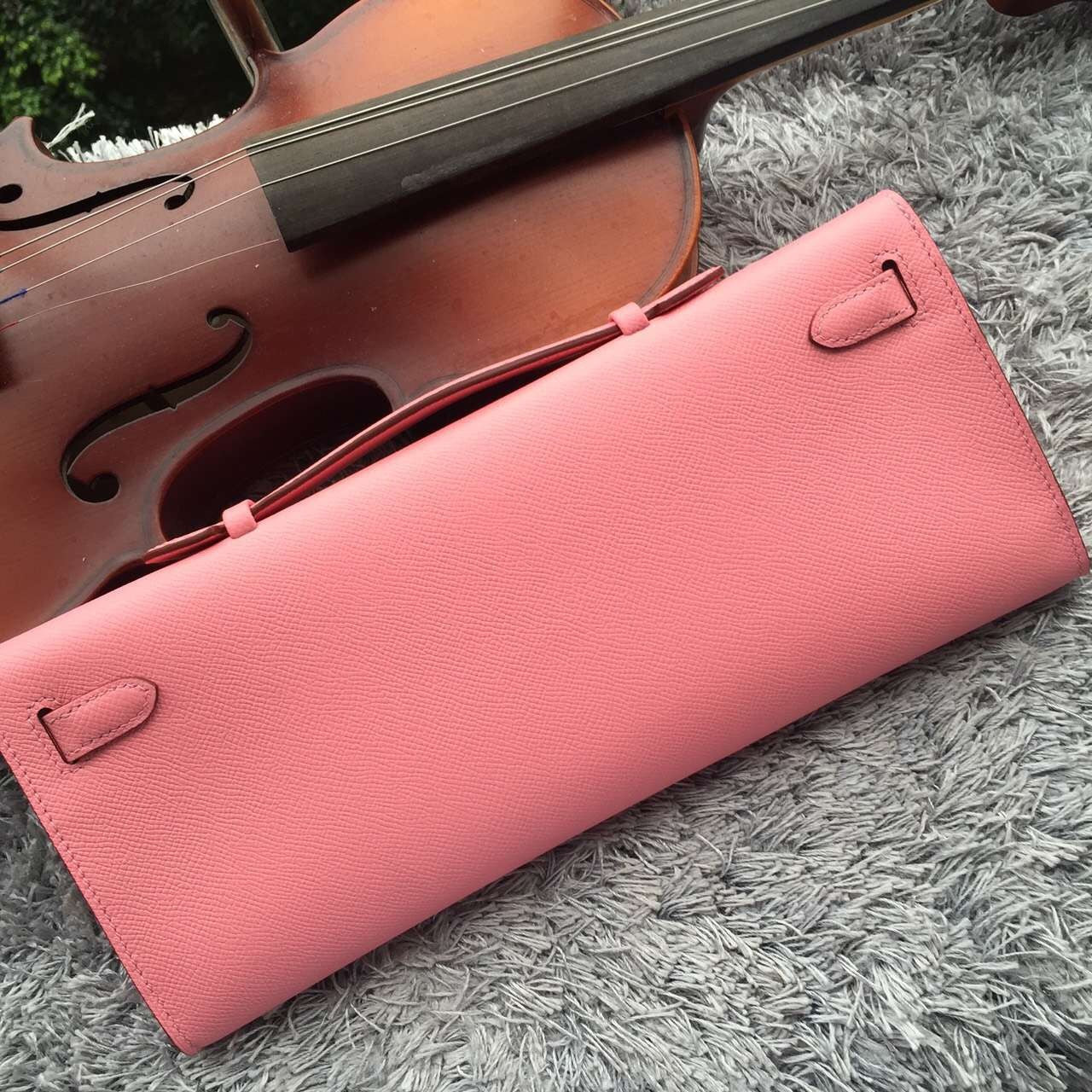 Hermes Pink Handcrafted Kelly Cut Clutch