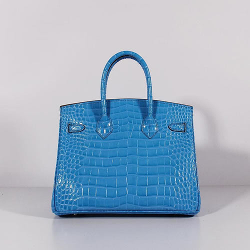 Hermes Birkin 30cm Crocodile Leather Bag With Strap Blue Gold