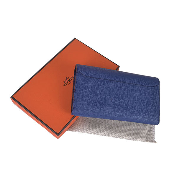 Hermes Wallet H6023 Wallet Cow Leather Blue