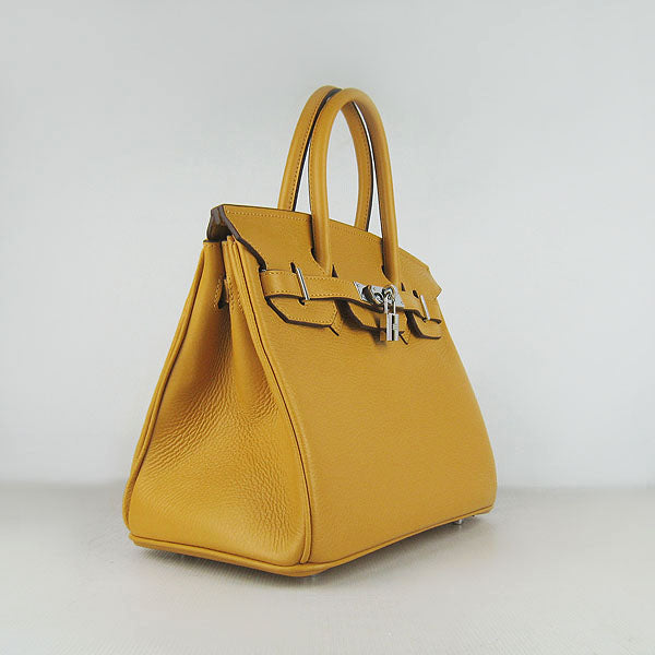 Hermes Birkin 30cm Togo Leather Handbags Yellow Silver