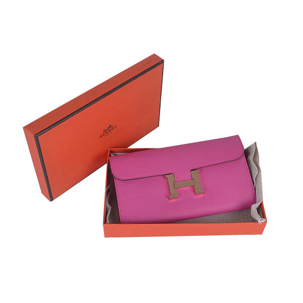Hermes Wallet H6023 Wallet Cow Leather Pink