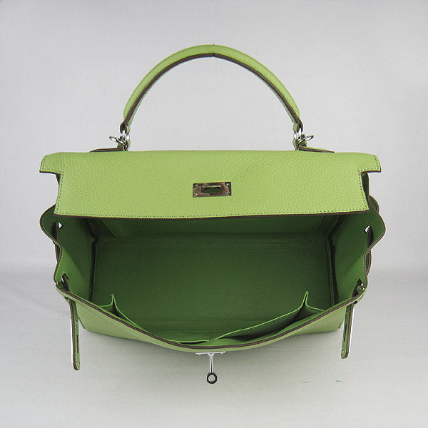 Hermes Kelly 35cm Togo Leather Handbag Green/Silver