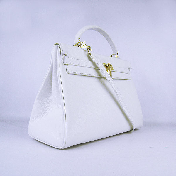 Hermes Kelly 35cm Togo Leather Handbag White/Golden