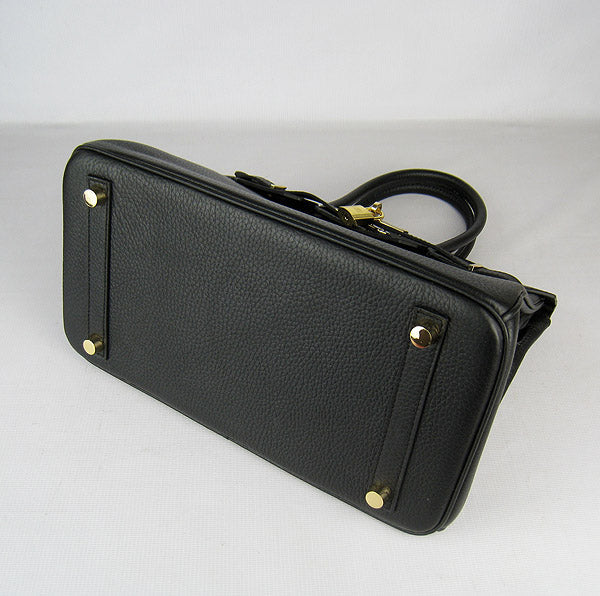 Hermes Birkin 30cm Togo Leather Handbags Black Golden