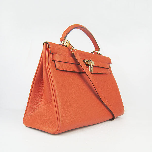 Hermes Kelly 35cm Togo Leather Handbag Orange/Golden
