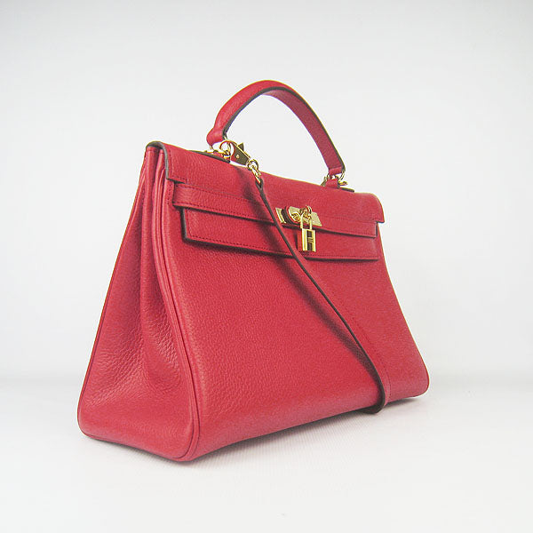 Hermes Kelly 35cm Togo Leather Handbag Red/Golden