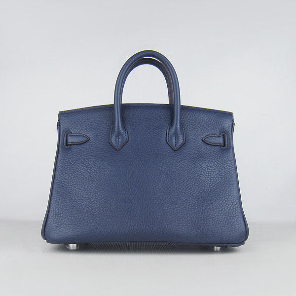 Hermes Birkin 25cm Handbag 6068 dark blue silver