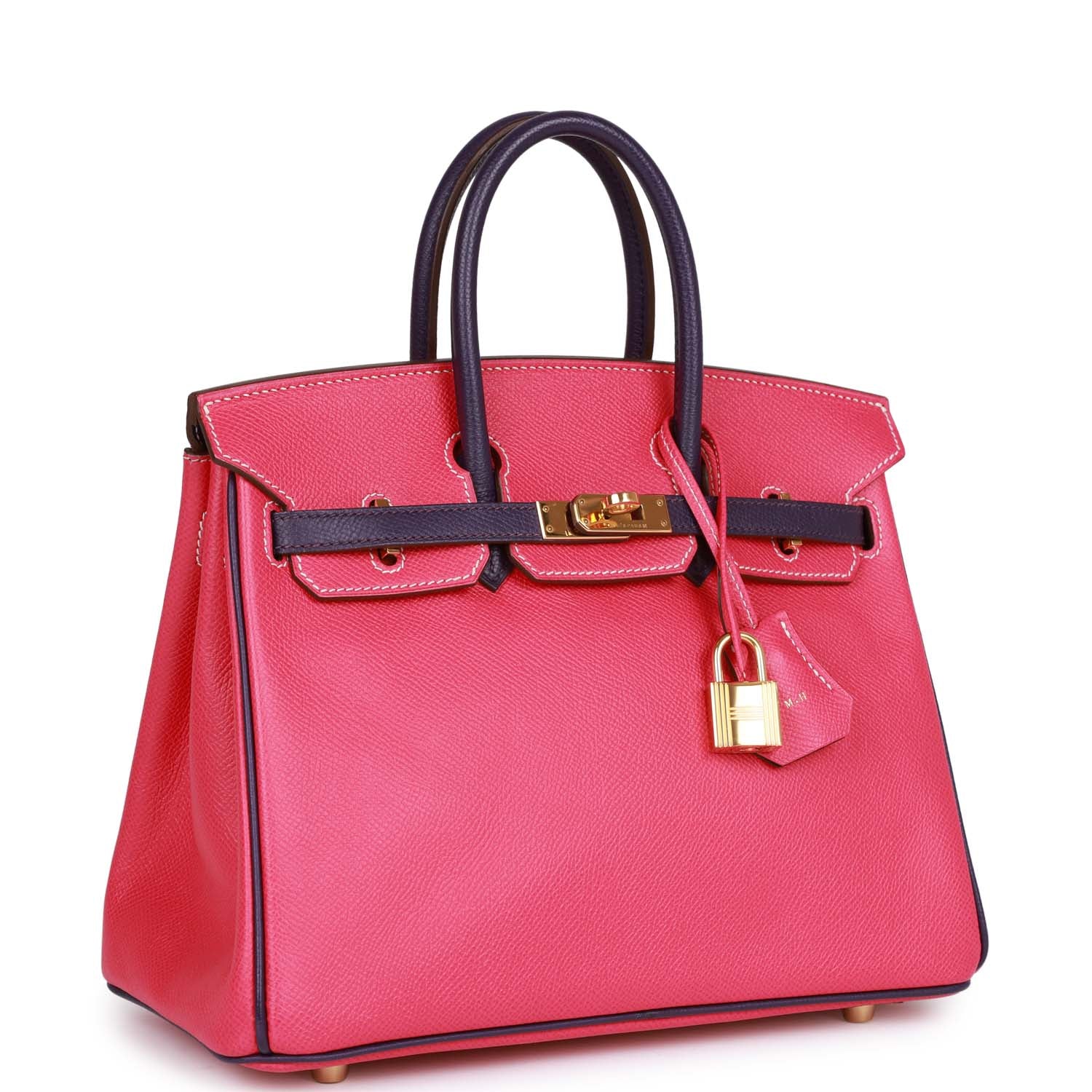 Top Quality Hermes Special Order (HSS) Birkin 25 Rose Tyrien and Iris Epsom Gold Hardware