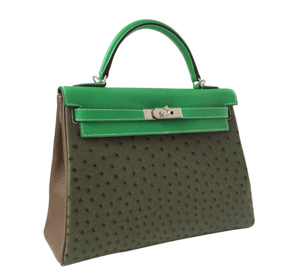 Hermès Kelly 32 Tri-Color Ostrich Bag Limited Edition