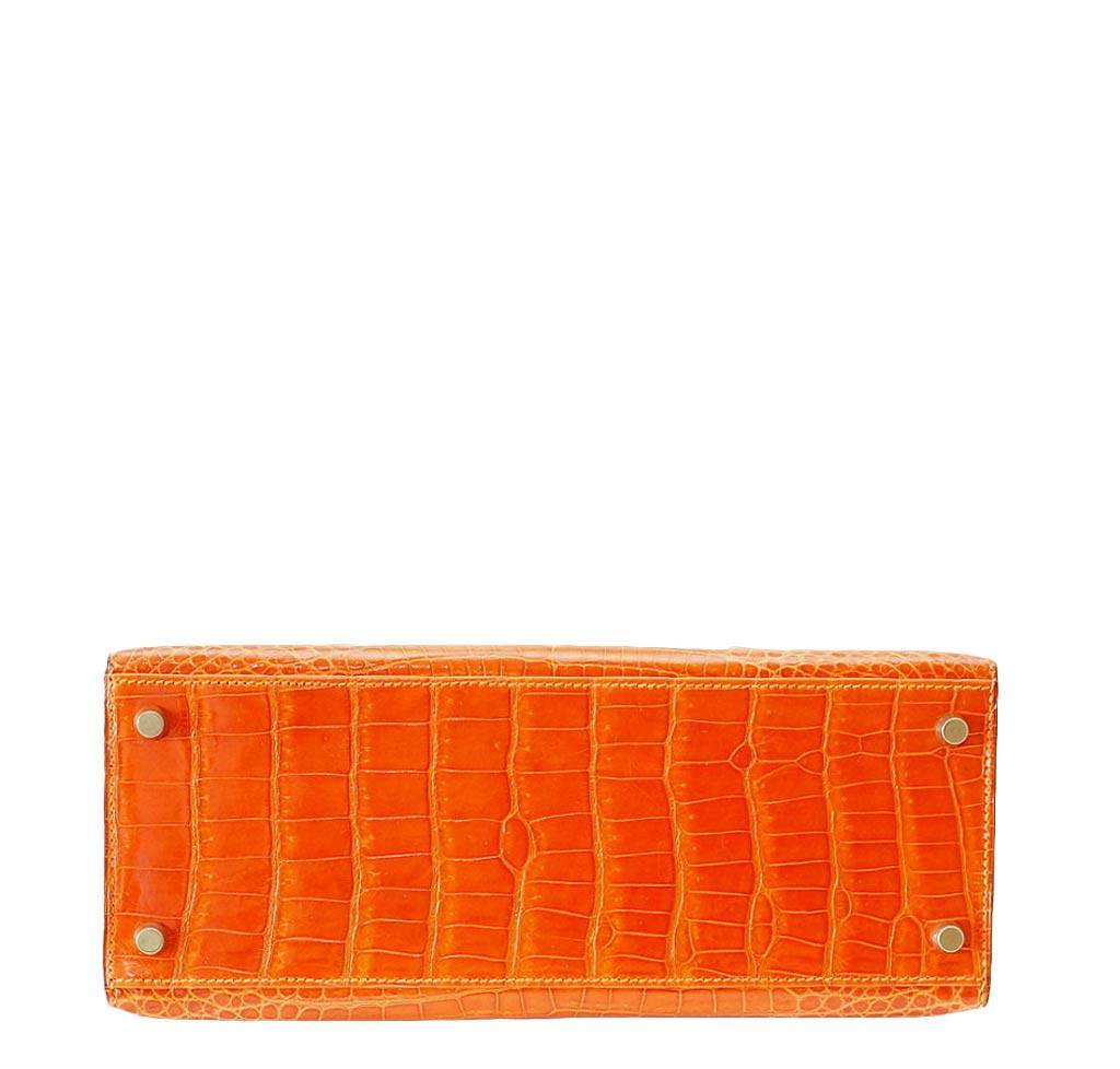 Hermès Kelly 32 Orange Crocodile Bag