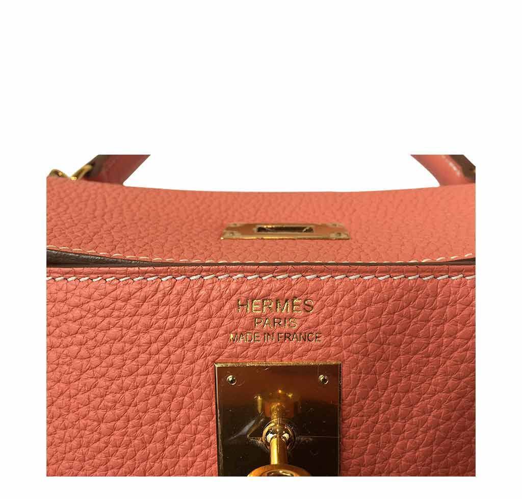Hermès Kelly 35 Crevette Clemence Leather Bag GHW
