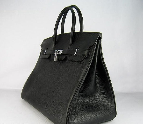 Hermes Birkin 35cm Togo Leather Handbags 6099 Black Silver