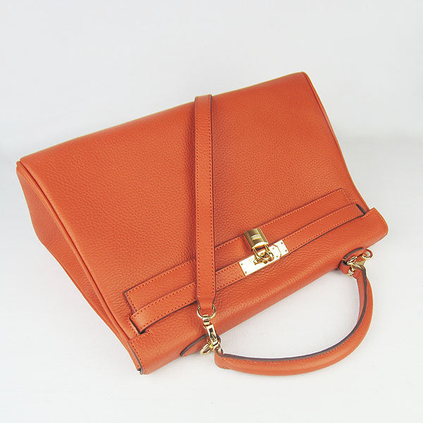 Hermes Kelly 35cm Togo Leather Handbag Orange/Golden