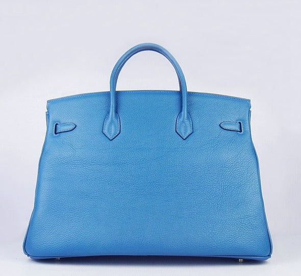 Hermes Birkin 35cm Togo Leather Handbags 6099 Blue Golden