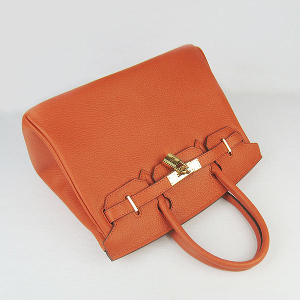 Hermes Birkin 30cm Togo Leather Handbags Orange Golden