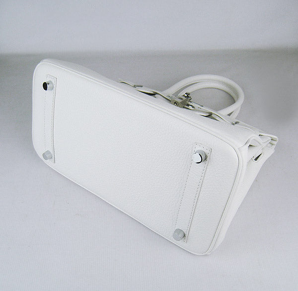 Hermes Birkin 30cm Togo Leather Handbags White Silver