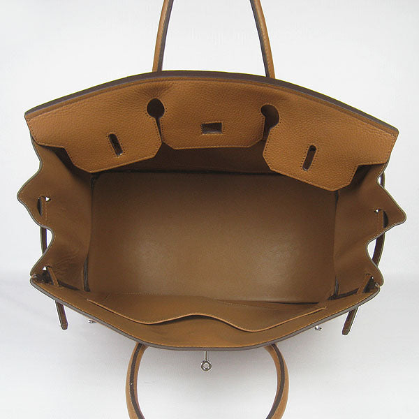 Hermes Birkin 35cm Togo Leather Handbags 6099 Light Coffee Silve