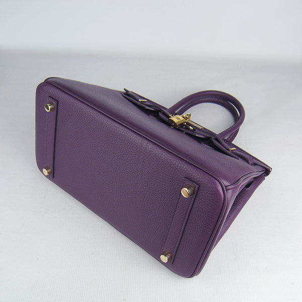 Hermes Birkin 30cm Togo leather Handbags purple golden