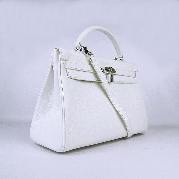 Hermes Kelly 35cm Togo Leather Handbag White/Silver