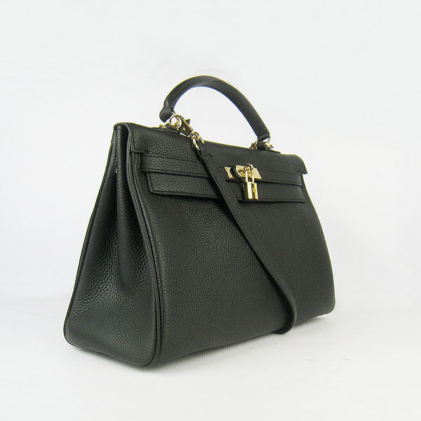 Hermes Kelly 35cm Togo Leather Handbag Black/Golden