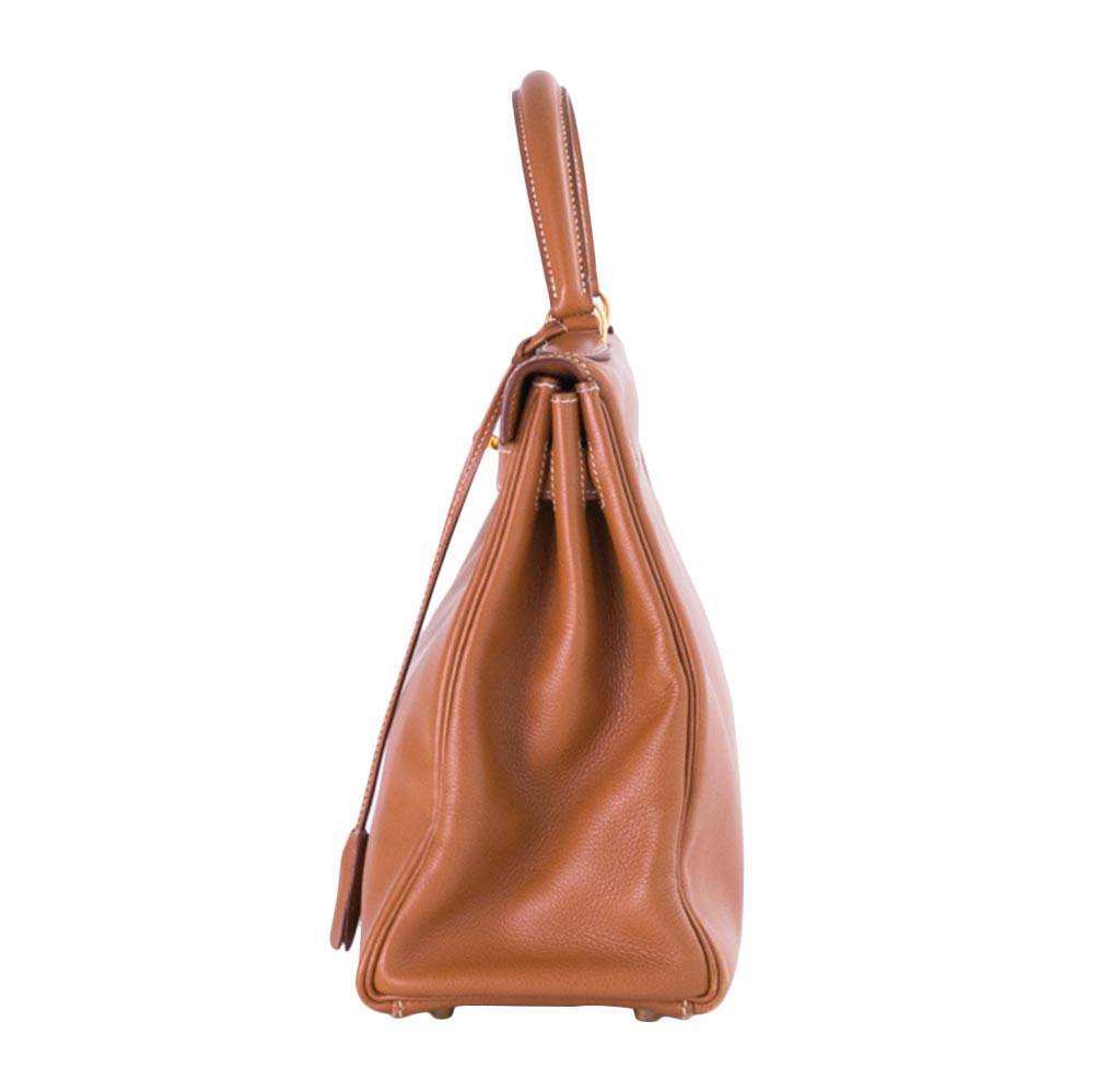Hermès Kelly 32 Gold Gulliver Leathr Bag GHW