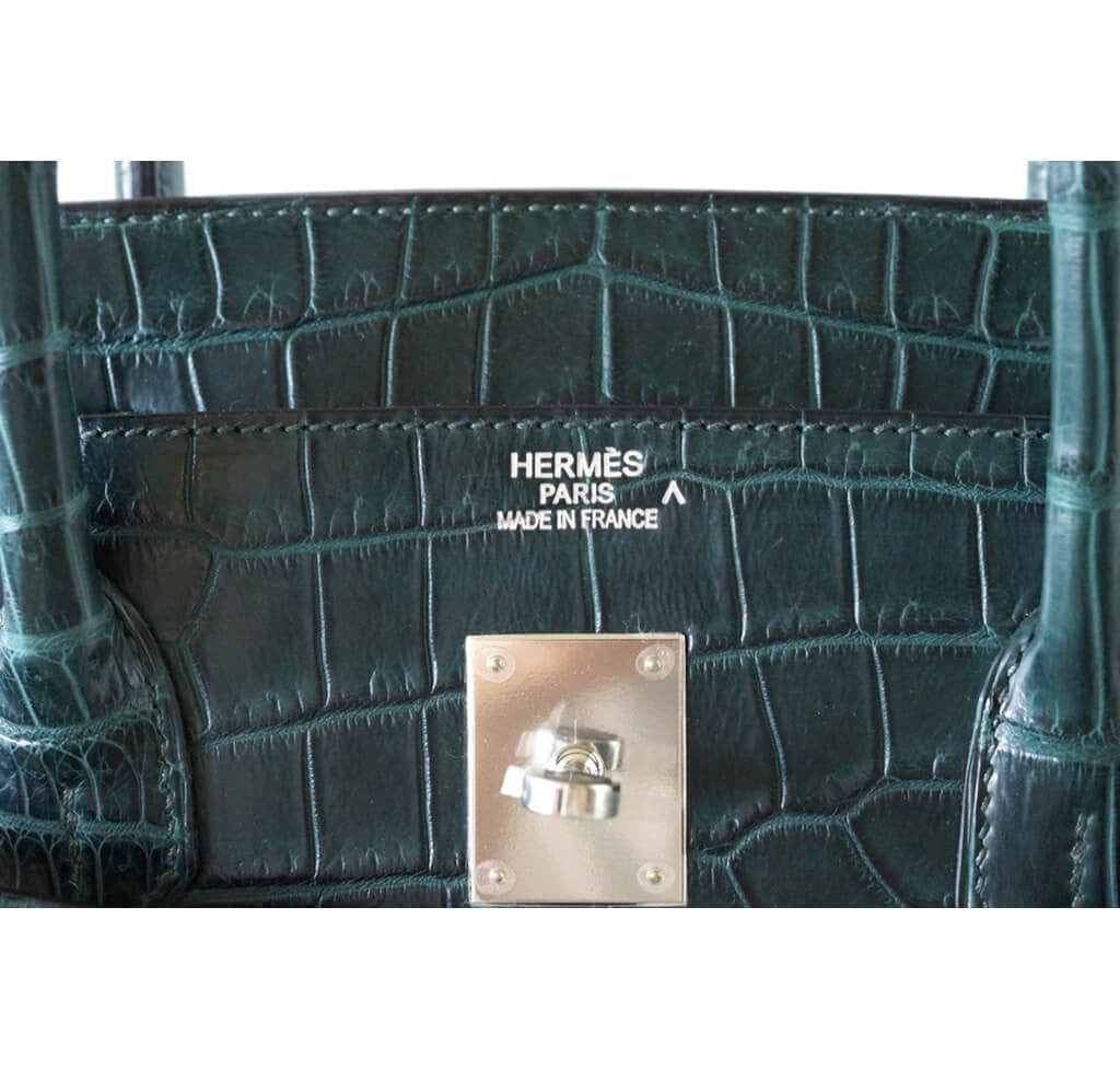 Hermès Vert Fonce Crocodile Birkin 40PHW