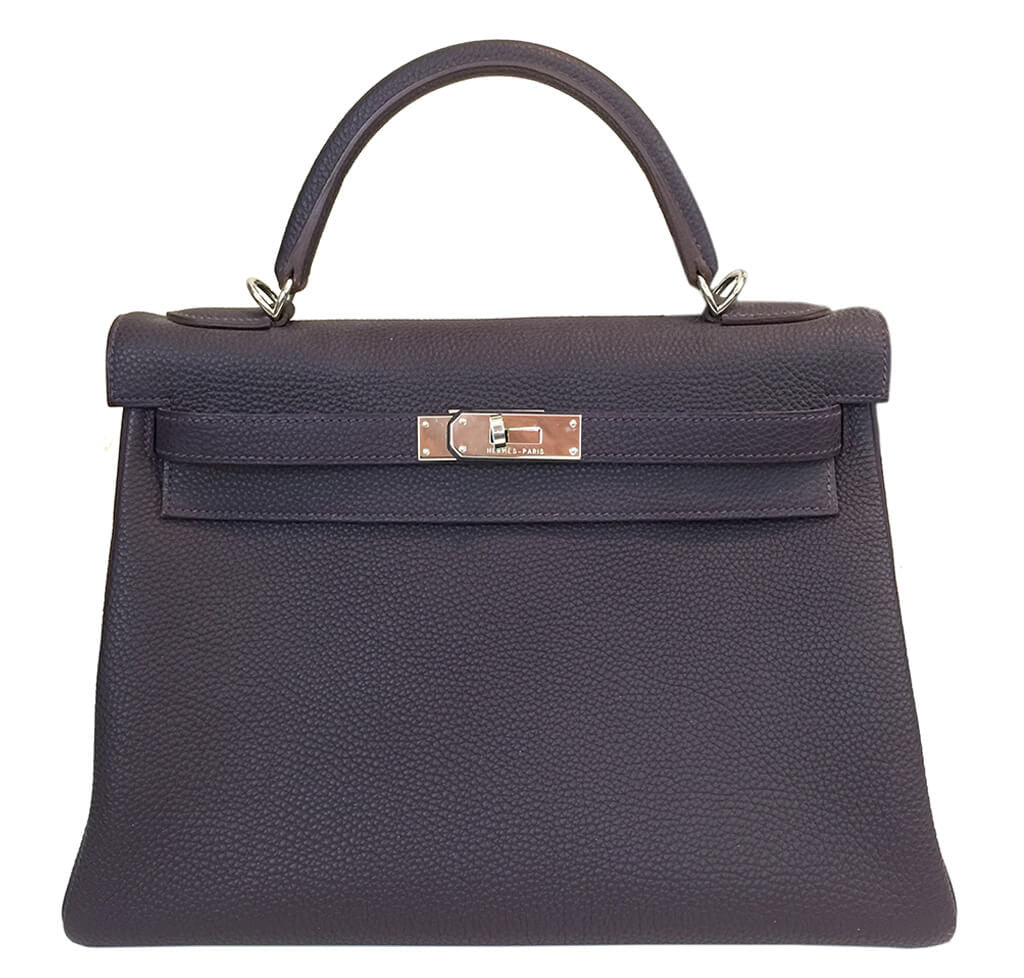 Hermès Togo Leather Kelly 32 Bag Marron