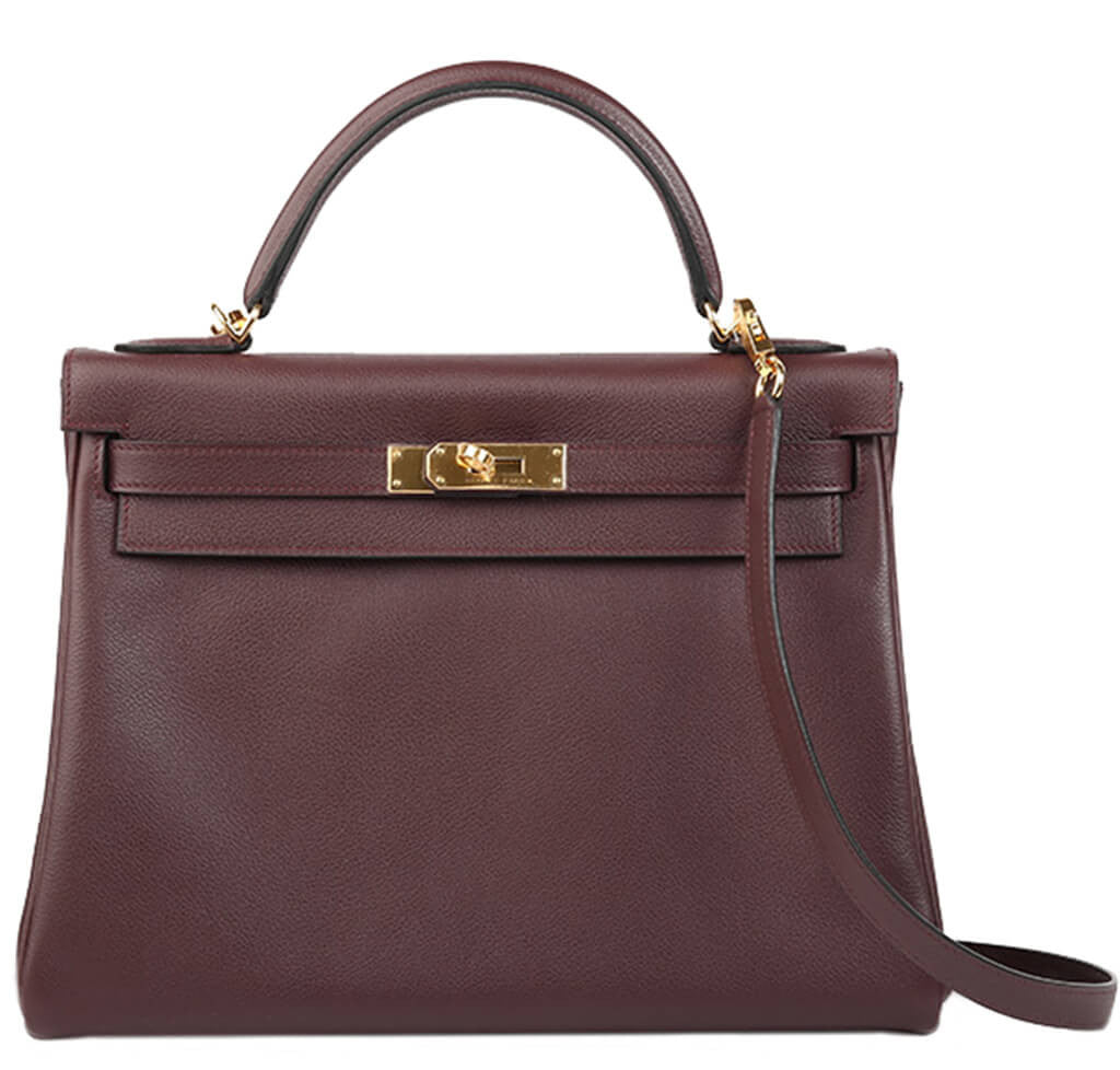 Hermès Prune Kelly 32cm Bag GHW