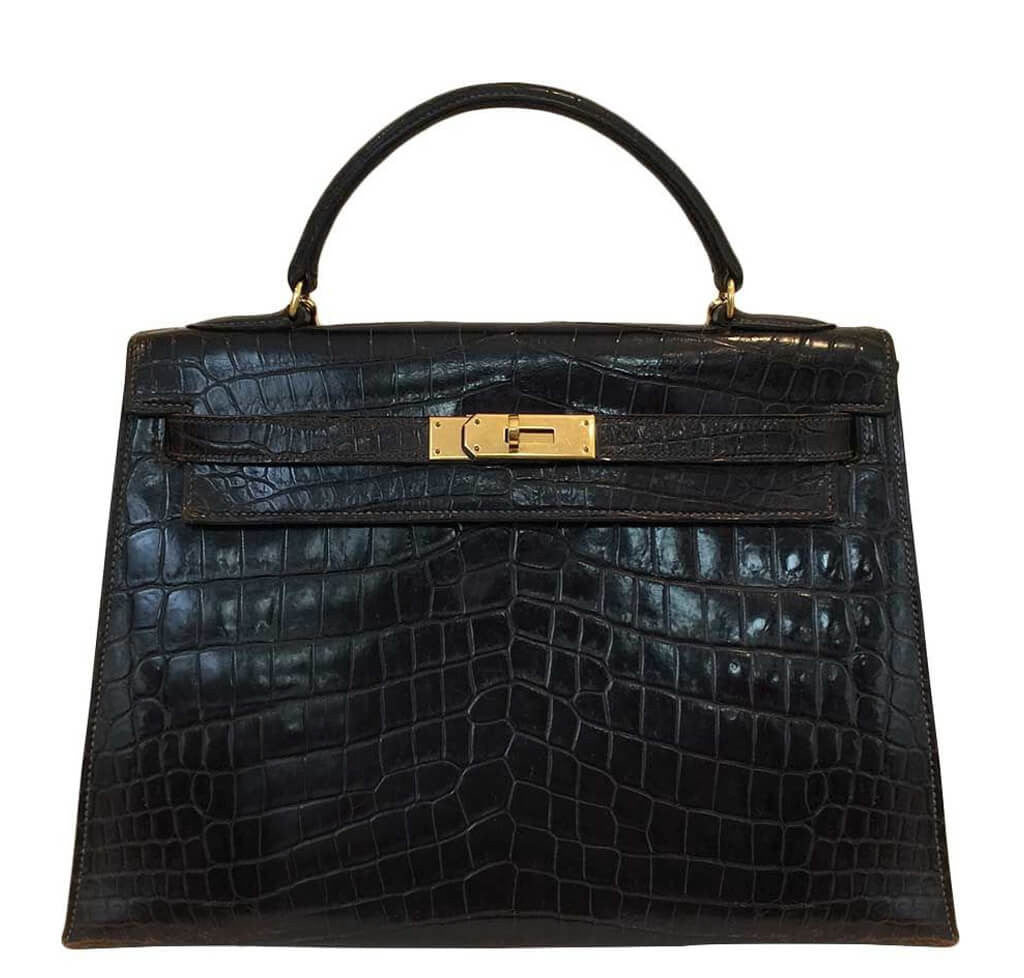 Hermès Vintage Kelly 32 Bag Cocaon Crocodile