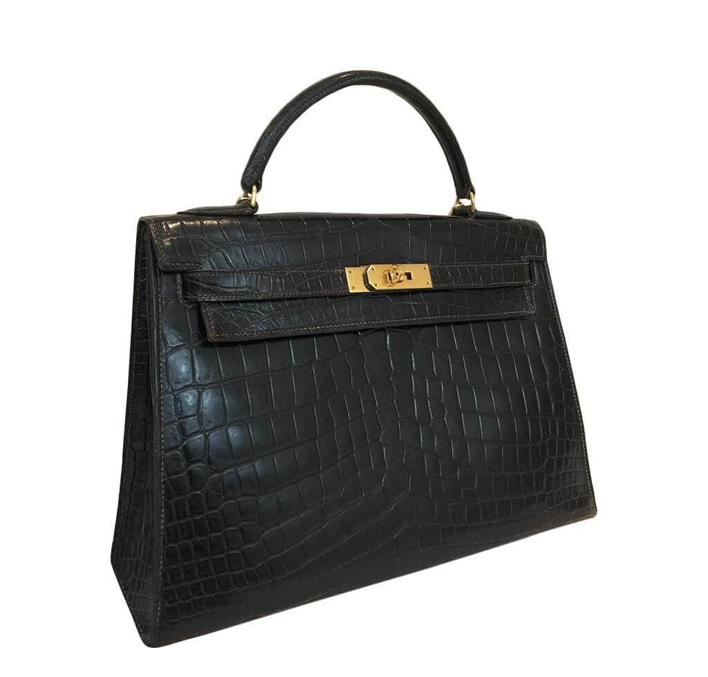 Hermès Vintage Kelly 32 Bag Cocaon Crocodile