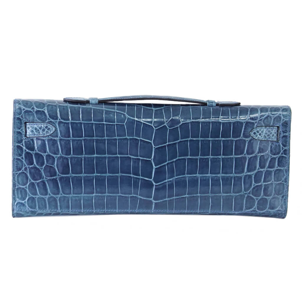 Hermès Kelly Cut Bag Blue Colvert Crocodile