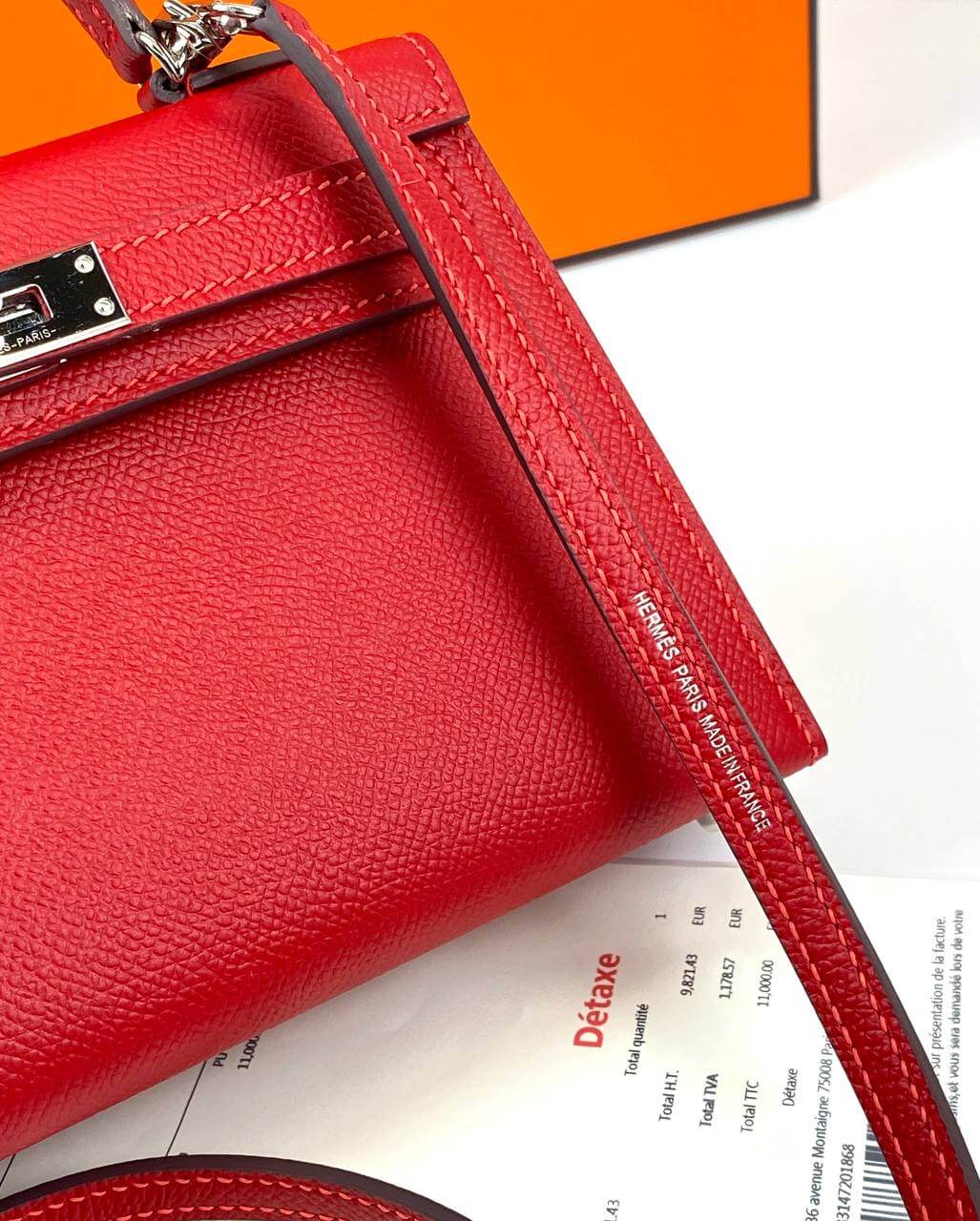 Hermes Kelly 20 Mini Sellier Bag red Epsom Gold Hardware