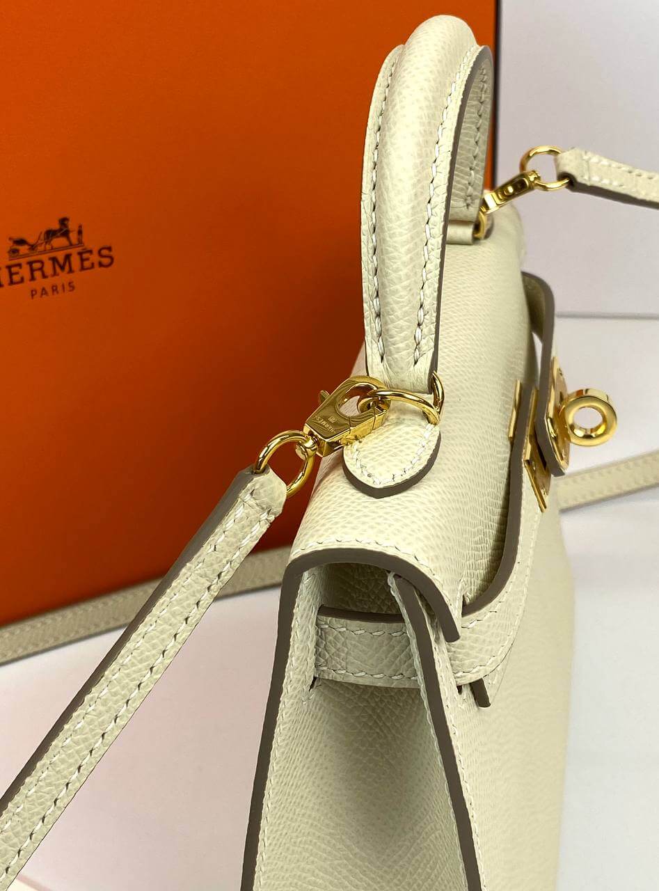 Hermes Kelly 20 Mini Sellier Bag beige Epsom Gold Hardware