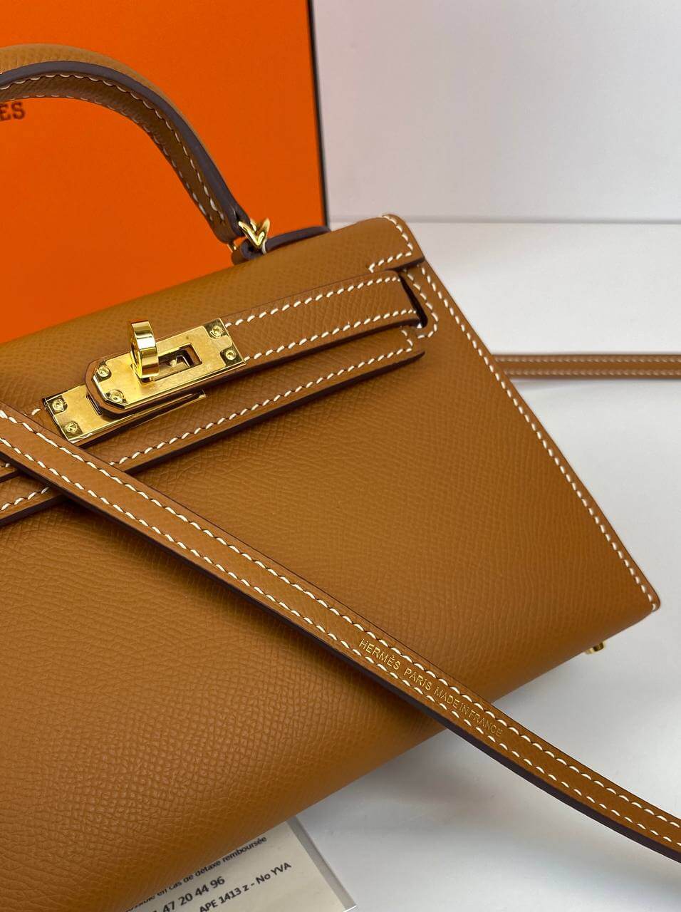 Hermes Kelly 20 Mini Sellier Bag brown Epsom Gold Hardware