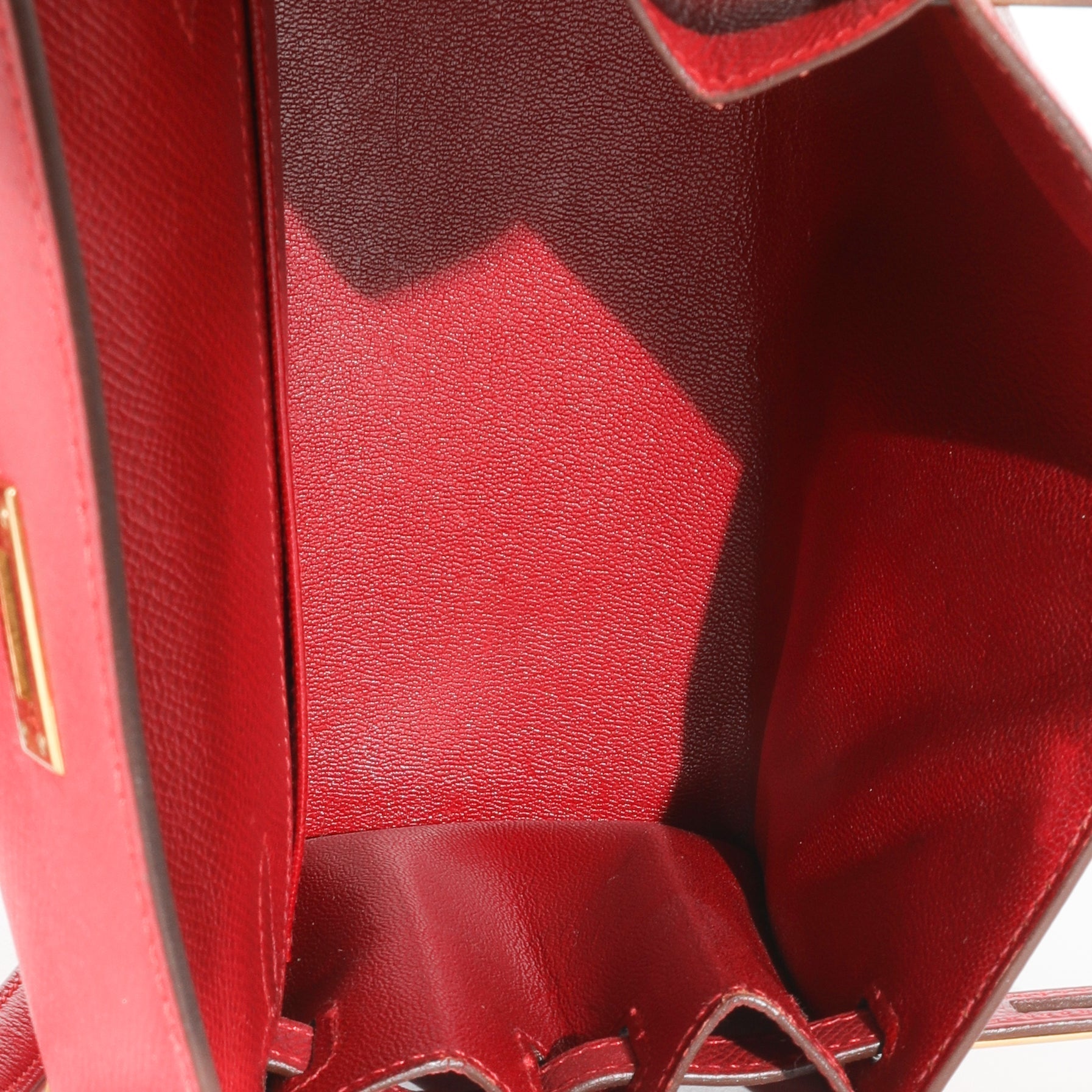 Hermes Vintage Rouge Vif Courchevel Mini Sellier Shoulder Kelly 20 GHW